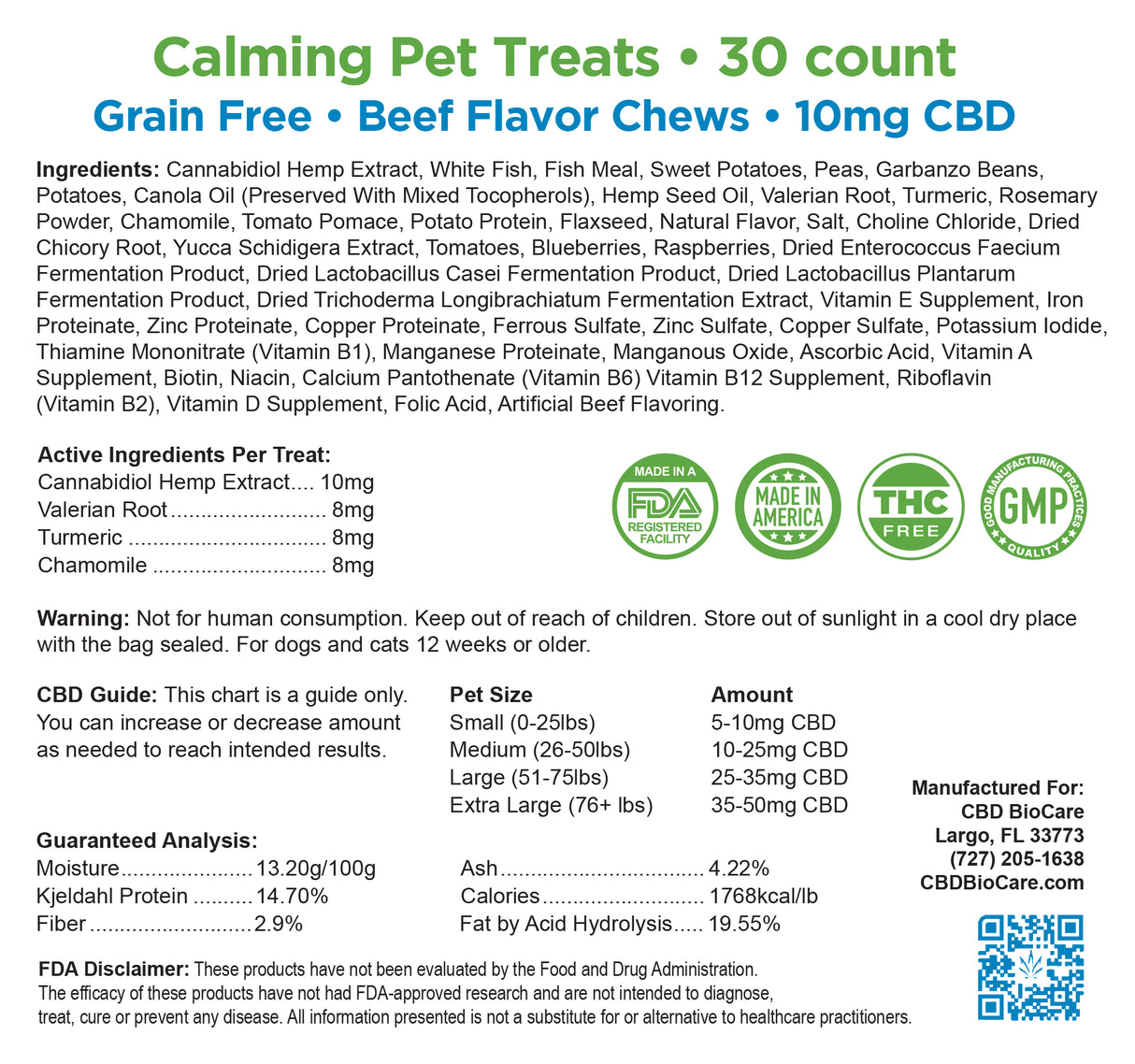 CBD Calming Pet Chews Ingredients List